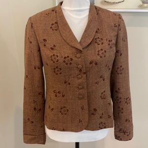 Worthington brown blazer with flowers